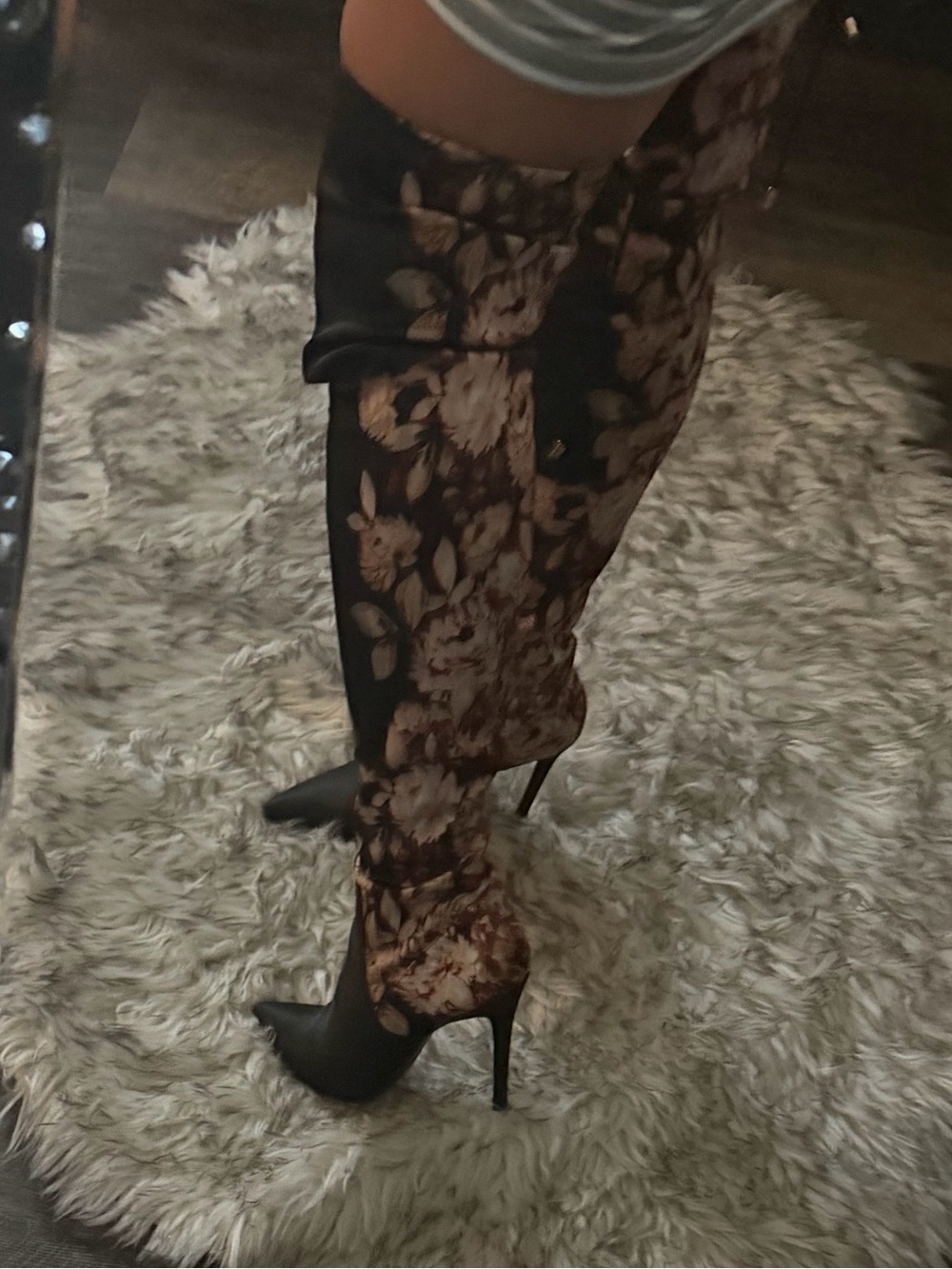 Jessica Simpson Black Over-the-Knee Floral Lace Stiletto Boots